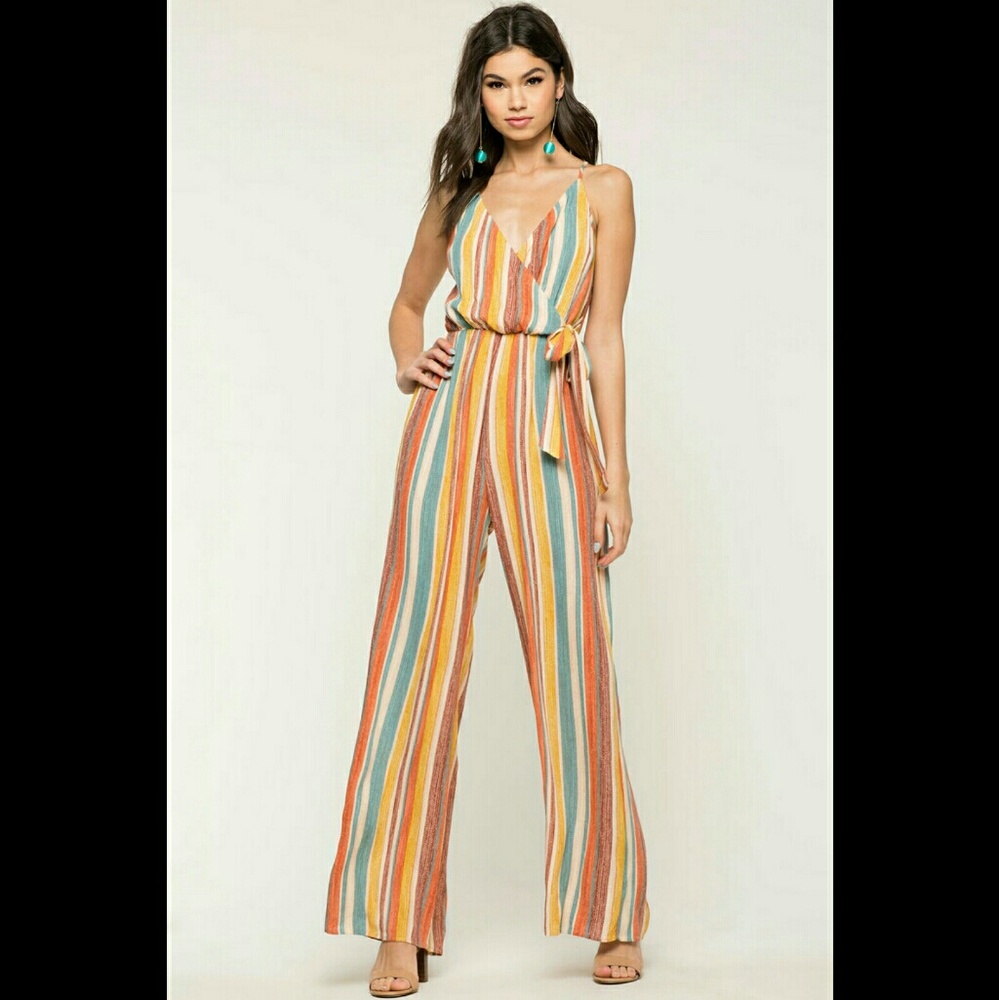 A'gaci retro colorful stripes jumpsuit